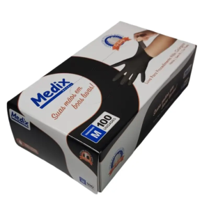 LUVA NITRILO PRETA MEDIX MEDIO